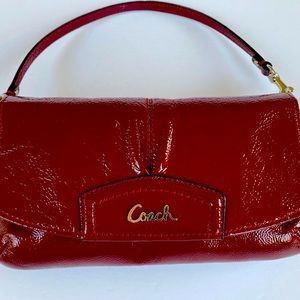 Red Coach Patent Large Flap Wristlet